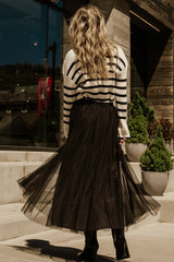 Landell Striped Sweater | Ivory + Black