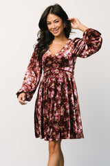 Teri Velvet Short Dress | Auburn Multi